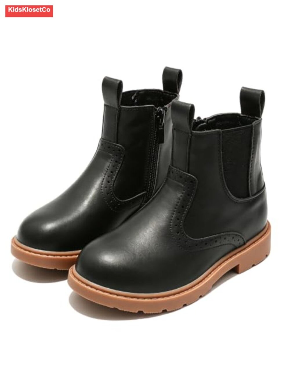 Kids Waterproof Faux Leather Chelsea Ankle Boots Side Zipper Comfort
